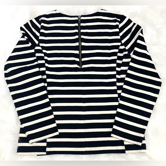 J Crew Womens XS Black/White Stripe Long Sleeve Top Classic Preppy Coastal - Picture 7 of 13